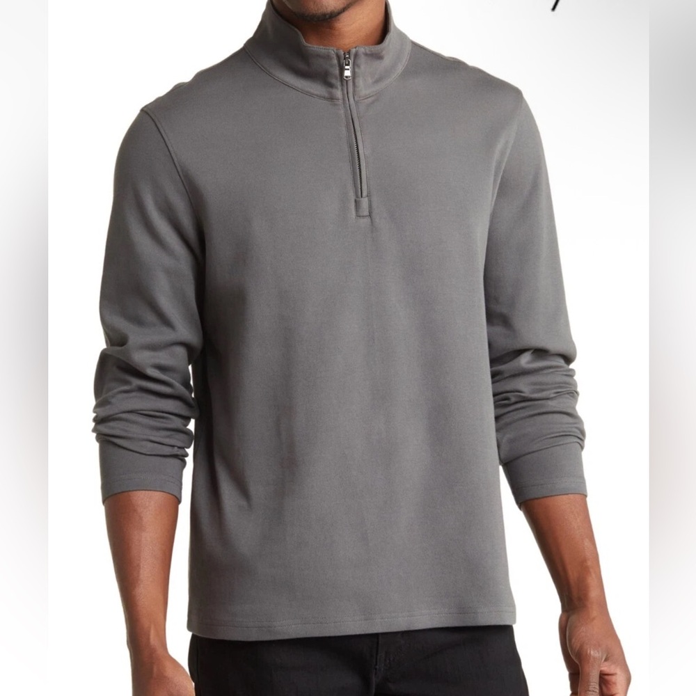 ZACHARY PRELL JOE QUATER ZIP COTTON BLEND CHARCOAL PULLOVER. NWT $148. SZ medium
